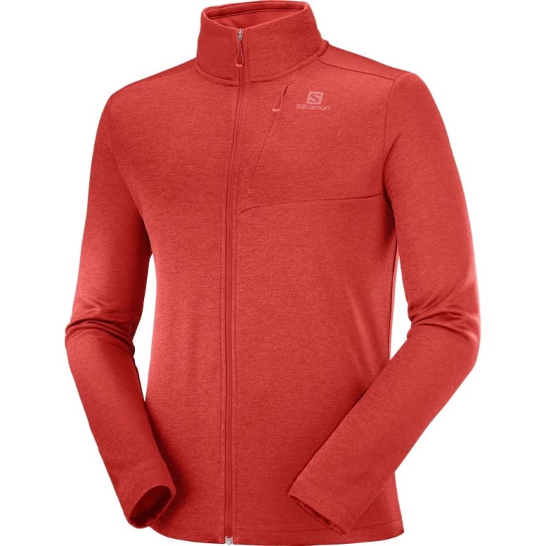 Pánské Bundy Salomon Essential Lightwarm Heather Full Zip Červené | CZ 05LIMRJ